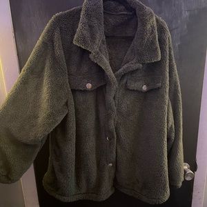 Shein curve sherpa button up